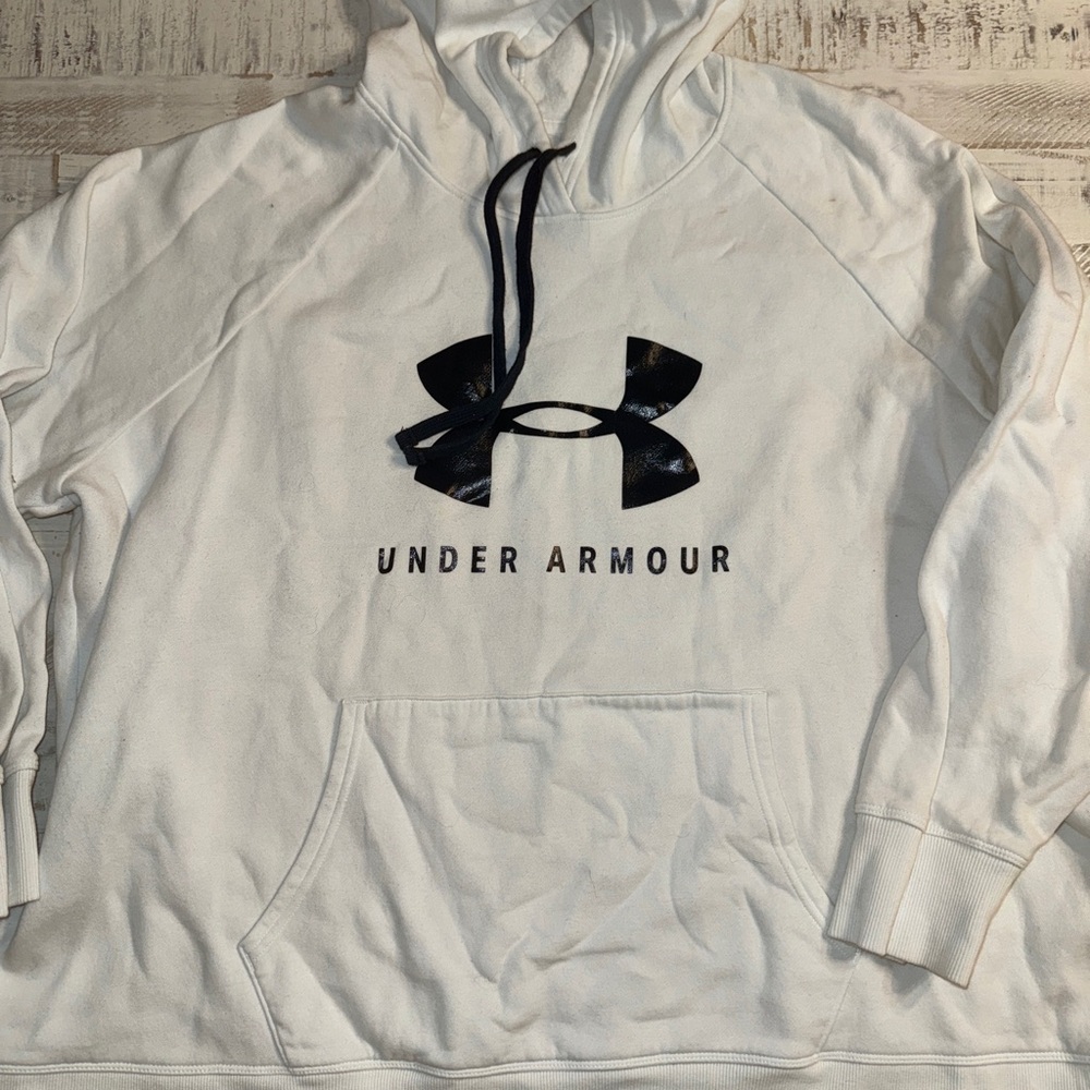 Under Armour White Hoodie with Black Logo